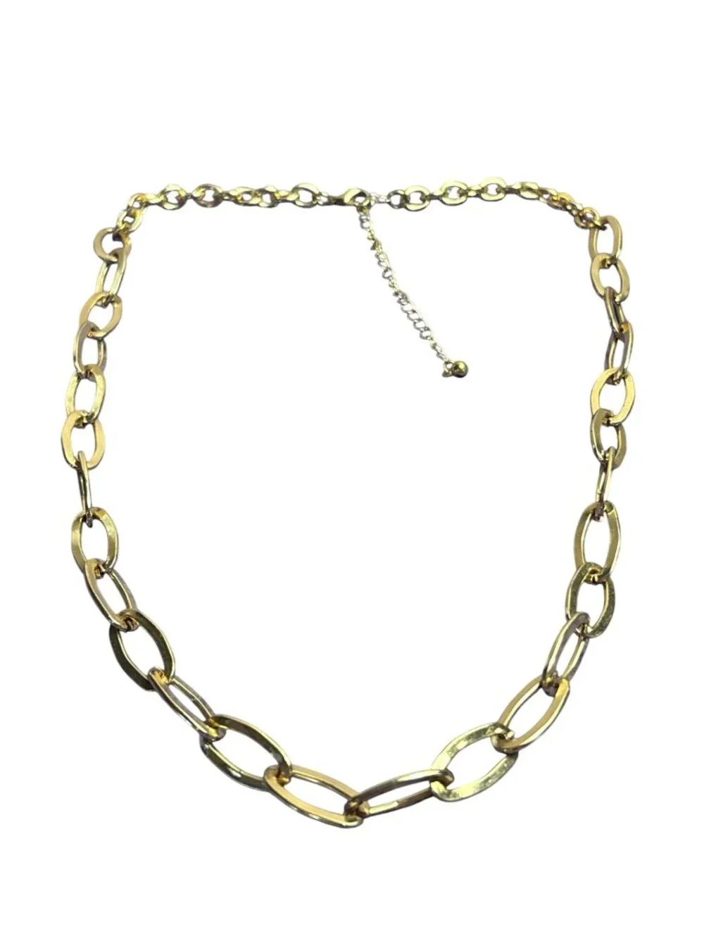 Goldtone Oval Link Chain Necklace Lobster Clasp 20 - 23 inches Long